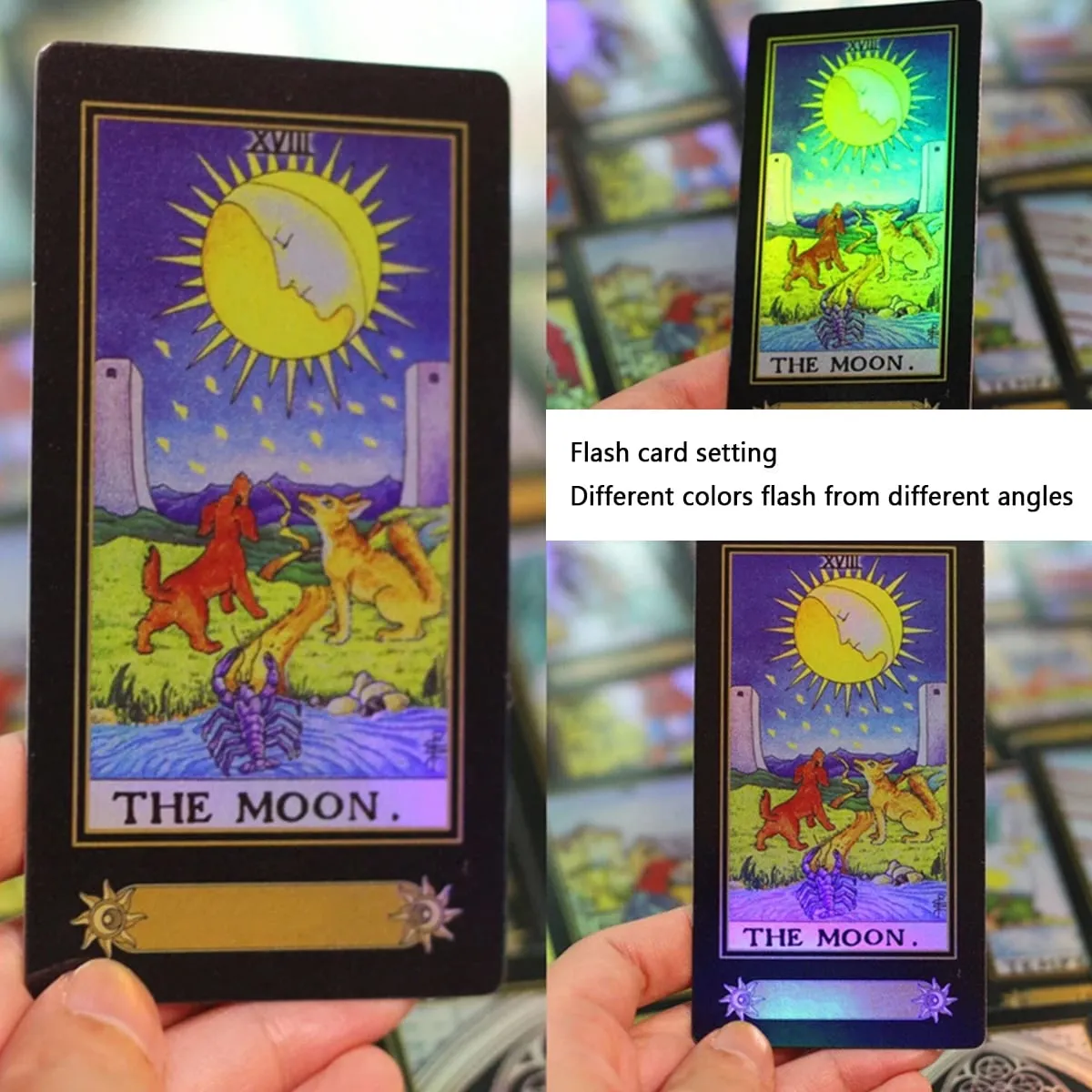 78 Holographic Tarot Cards with Guide Book Waterproof Future Telling Game for Beginners Edition Magician Tarot Deck Board Game — image 4