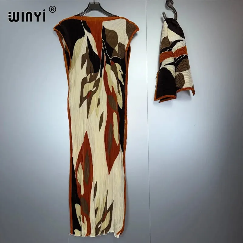 Plissee elastisches dünnes Kleid Frauen Crumple Design Plissee Luxus Abaya Muslim Party Kleid Poncho für Frauen Strand tragen Kaftan