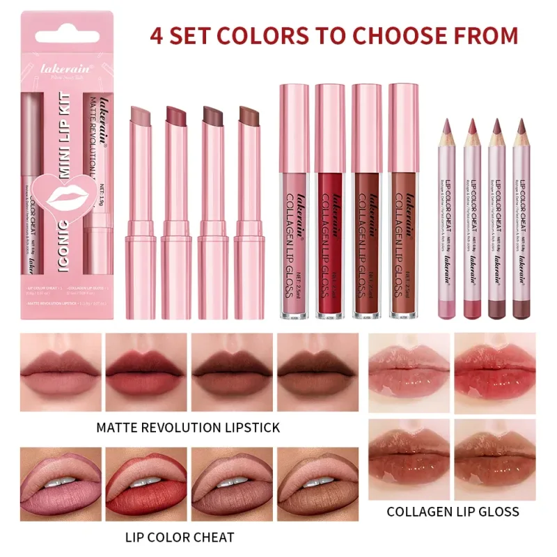 Waterproof Velvet Lip Gloss Long Lasting Smudge-Proof Black Lipstick Set Liquid Lip Lip Liner Set For Halloween Goth Makeup