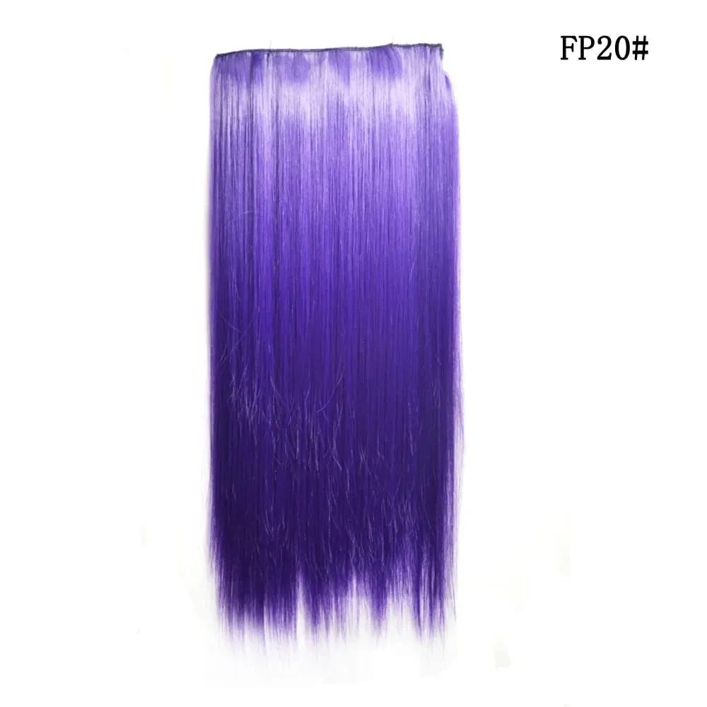 24 Inch Synthetic One Piece 5 Clips In Hair Extensions Long Straight High Temperature Fiber Colorful Hairpiece for Women — image 10