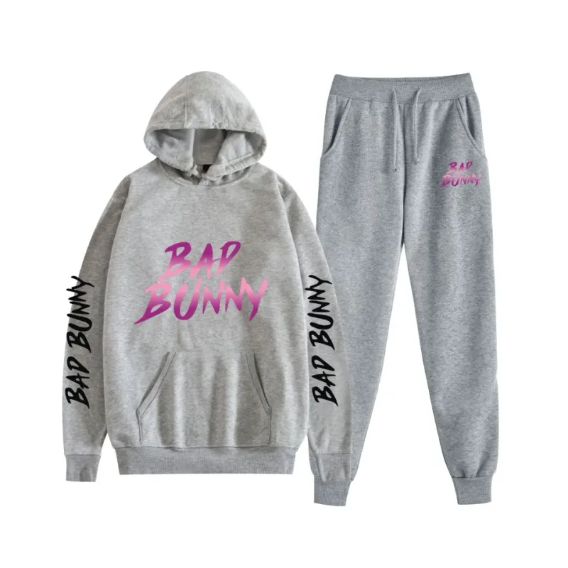 Costume Harajuku confortable imprimé mauvais lapin, sweat-shirt et pantalon de survêtement pour femmes, sweat à capuche + pantalon, ensemble 2 pièces pour garçons/filles — image 22