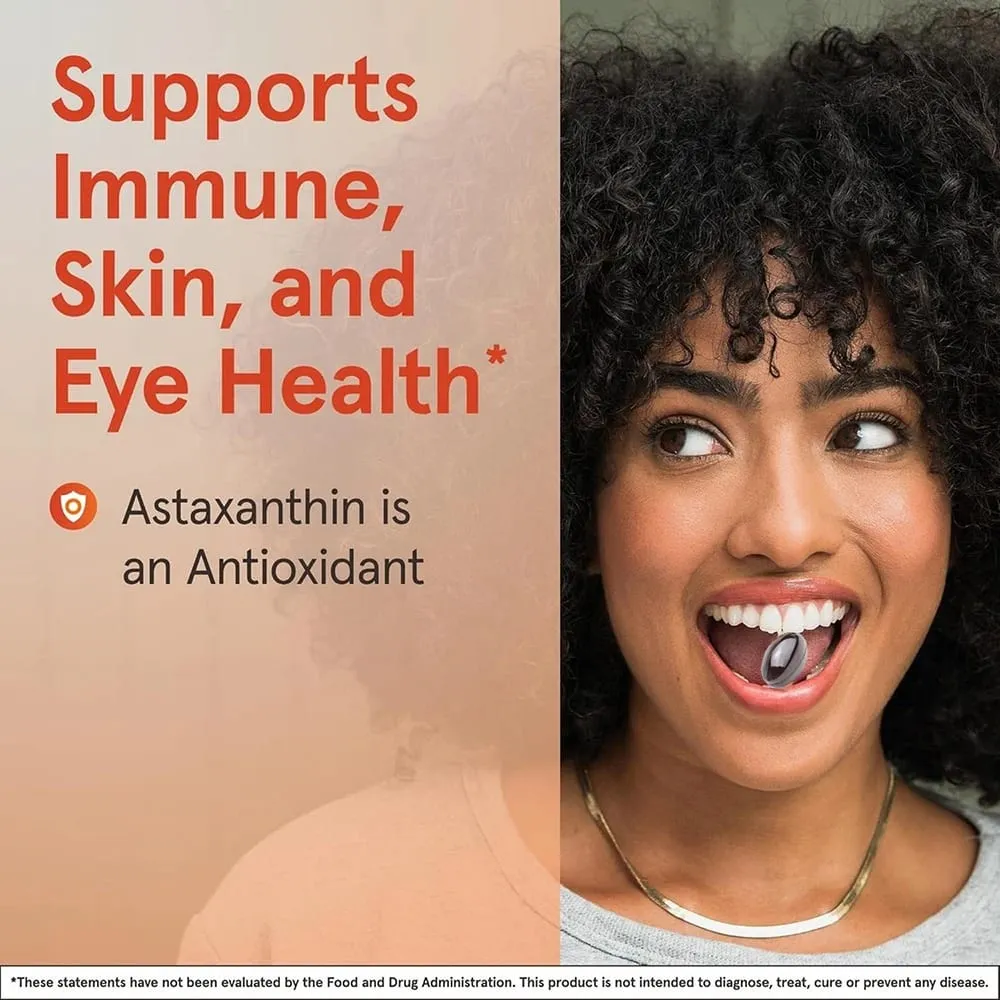 Astaxanthin 12mg Softgels - Astaxanthin Antioxidant Supplements Supports Eye Joint Skin & Circulation Health Natural Tanning — image 5