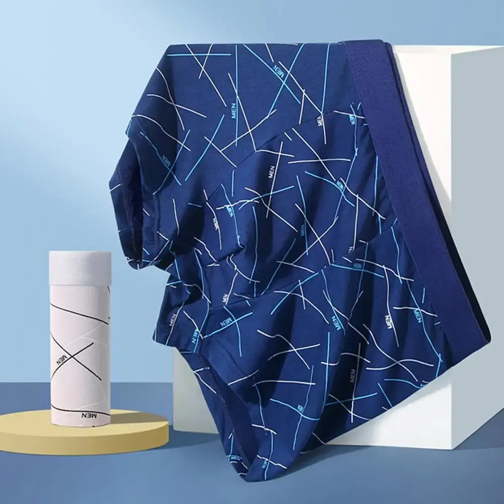 Calzoncillos de hombre, ropa interior elástica, cintura media, estampado de letras a rayas, suave, transpirable, sin costuras, convexo en U, calzoncillos de secado rápido para hombre