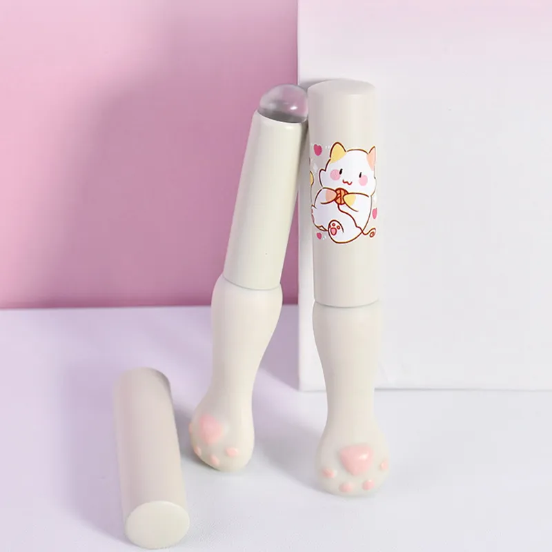 Kuas Bibir Silikon dengan Penutup Kuas Concealer Bersudut Lip Balm Lip Gloss Kuas Concealer Kepala Bersudut Kuas Rias Kaki Kucing