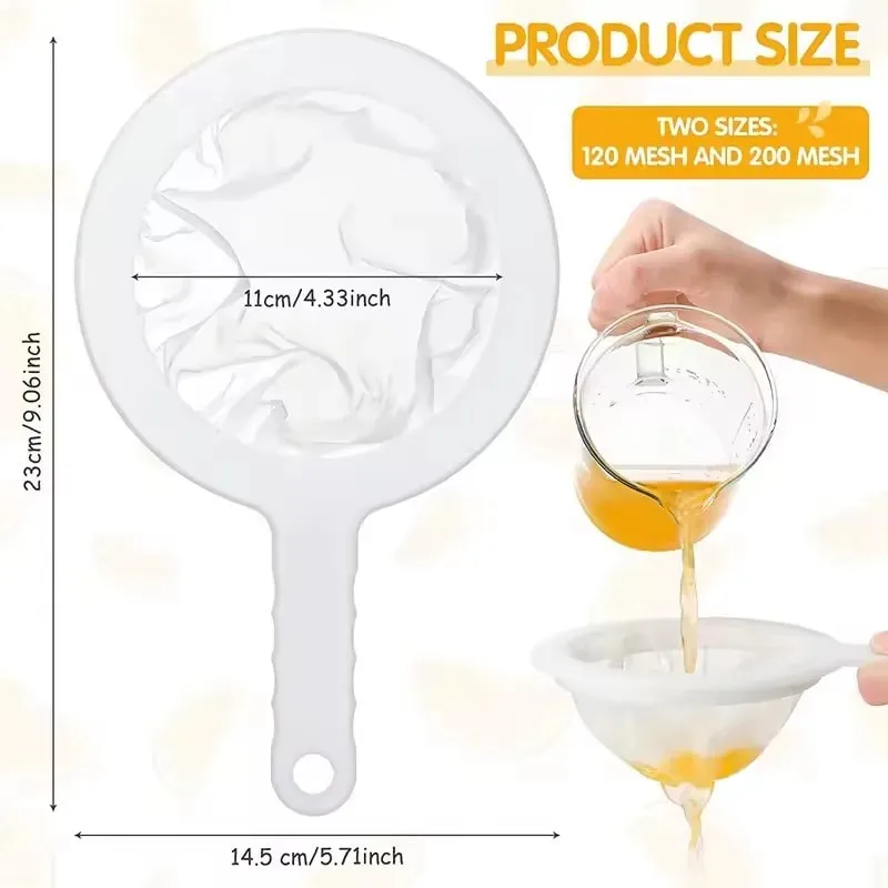 Nylon Ultra-fine Filter Mesh Sieve Soy Juice Coffee Milk Food Strainer Spoon Kitchen Gadgets 120/200/400 Mesh Filter