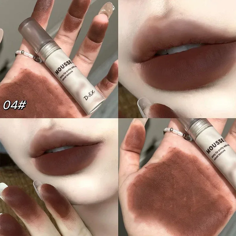 Gothic Matte Black Lipstick Waterproof Mousse Mud Nude Brown Lipstick Dark Purple Punk Lip Gloss Makeup Non-stick Tint — image 9