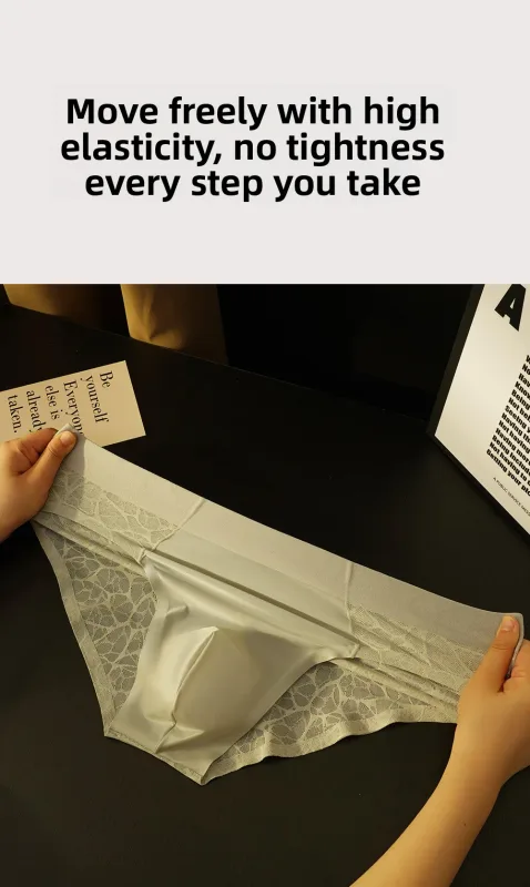 Jacquard ไม่มีรอยต่อสามเหลี่ยมชุดชั้นในผ้าไหมน้ำแข็งบางกางเกง Breathable กางเกง Quick Drying ชายเซ็กซี่ U Bulge POUCH Underpants