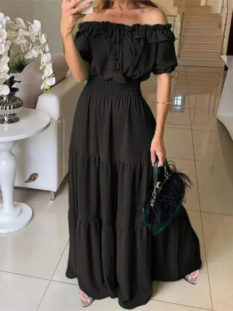 Summer New Arrival Color Solid Boho Dress Women Fashion Elegant Beach Party Club Dress Casual Maxi Dresses For Woman Clothing — image 6