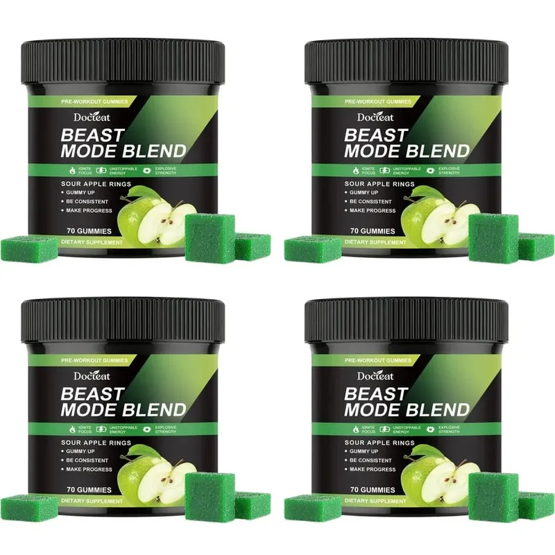 Docteat Beast Mode Blend Pre-Workout-Gummis, Energiefokus und Ausdauerunterstützung für Krafttraining und aktive Tage im Fitnessstudio, 70 Stück — image 10