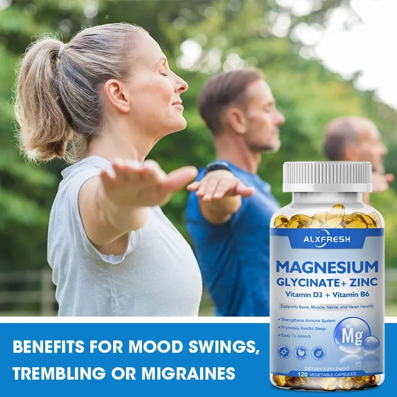 Alxfresh Magnesium Complex Capsules High Absorption Bone Muscle Brain Health Supplement Aids Sleep Stress & Anxiety Relief