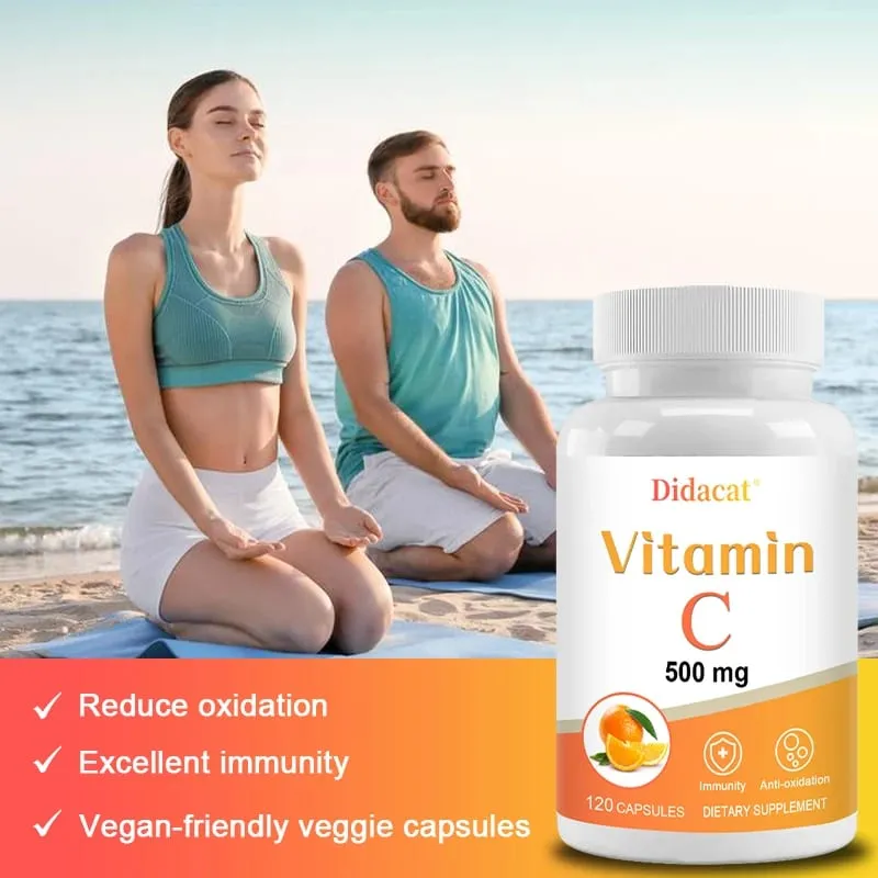 Vitamin C 500 mg 120 Capsules - High Absorption Antioxidant Supplement Immune System and Collagen Supplement Non-GMO — image 2