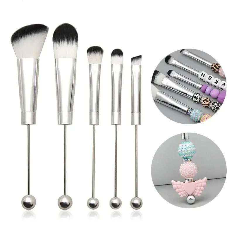 5pcs Beadable Makeup Brushes Unique Brushes Silicone Beads DIY Makeup Cosmetic Brushes Beaded Brushes Kit For DIY — image 1