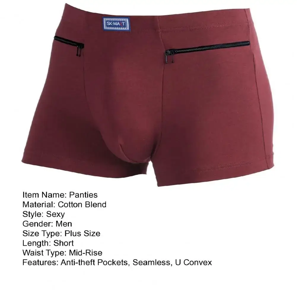 Ropa interior con bolsillos para hombre, calzoncillos bóxer antirrobo, bragas elásticas sin costuras para hombre, pantalones cortos de algodón con forma de U, calzoncillos para uso diario — image 15