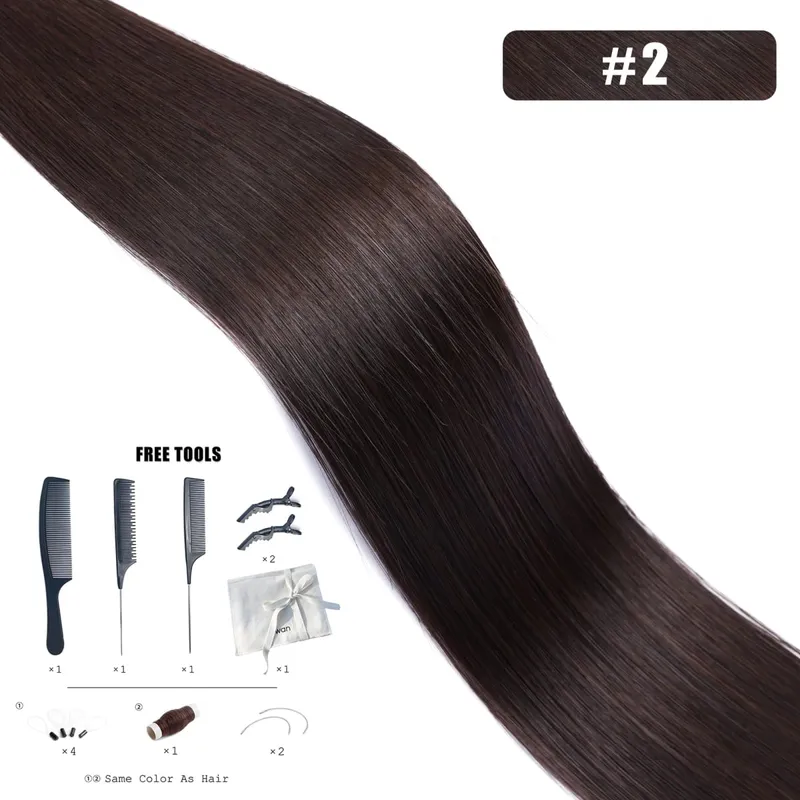 Genius Weft Human Hair Extensions 50G Remy Human Hair Invisible Brazilian Hair Extensions Hair Bundles — image 12