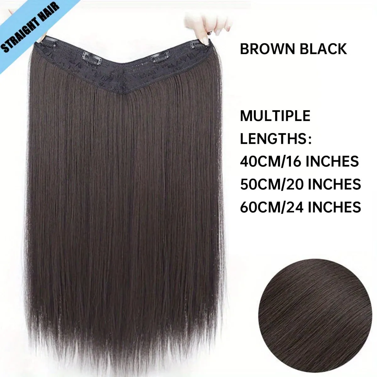 Synthetic Long Straight Hair Extensions with Clip In One Piece Perfect for Women's Hair Accessories Hair Clips Hair Accessories — image 11