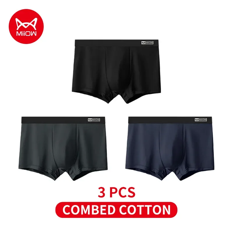 MiiOW 3Pcs Organic Cotton Men Underwear Boxer Shorts Antibacterial Seamless Underpants Male Panties Gift For Men Boxershorts New — image 38