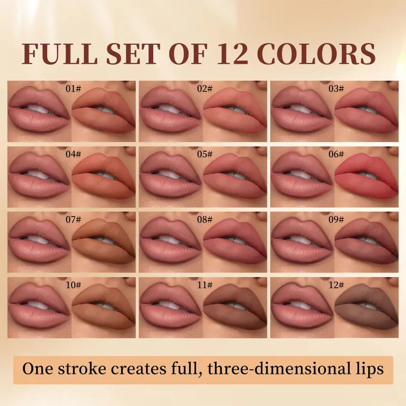 12 Colors Lip Liner Pen Set Lasting Waterproof Sweatproof Easy Coloring Non-fading Color Rendering Lipliner Set Cosmetics — image 2