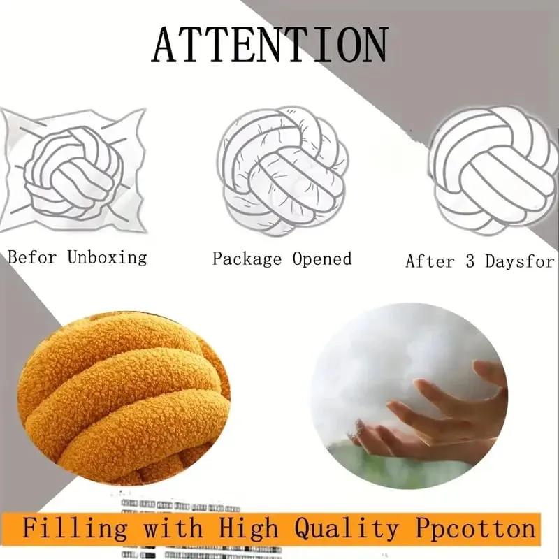 Home decoration Knotted Ball Pillow Indeformable Ecofriendly Knotted Ball Plush Pillow Hand-woven Knotted Ball Back Throw Pillow — image 6