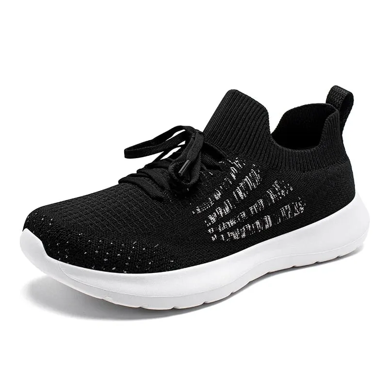 Unisex Running Sneakers Wide Toe Mesh Breathable Walking Shoes Non Slip Lace-Up Hiking Sneakers