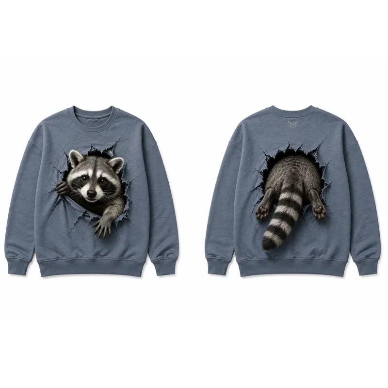 Funny 3D Visual Cat Print Sweatshirt Cute Animal Breaking Through Wall Graphic Pullover Tops Men Casual Long Sleeve Streetwear — image 4