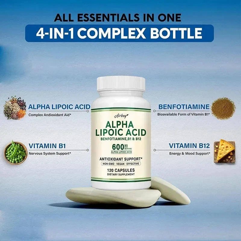 Alpha Lipoic Acid Capsules - Promotes Nervous System Health Blood Circulation Cardiovascular Support Brain Health — image 3