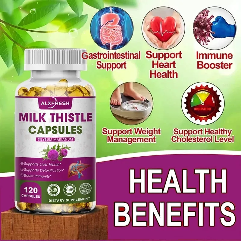 Milk Thistle Extract for Antioxidant Detox Support Liver Health Function Herbal Supplement Promotes Liver Cleansing and Repair