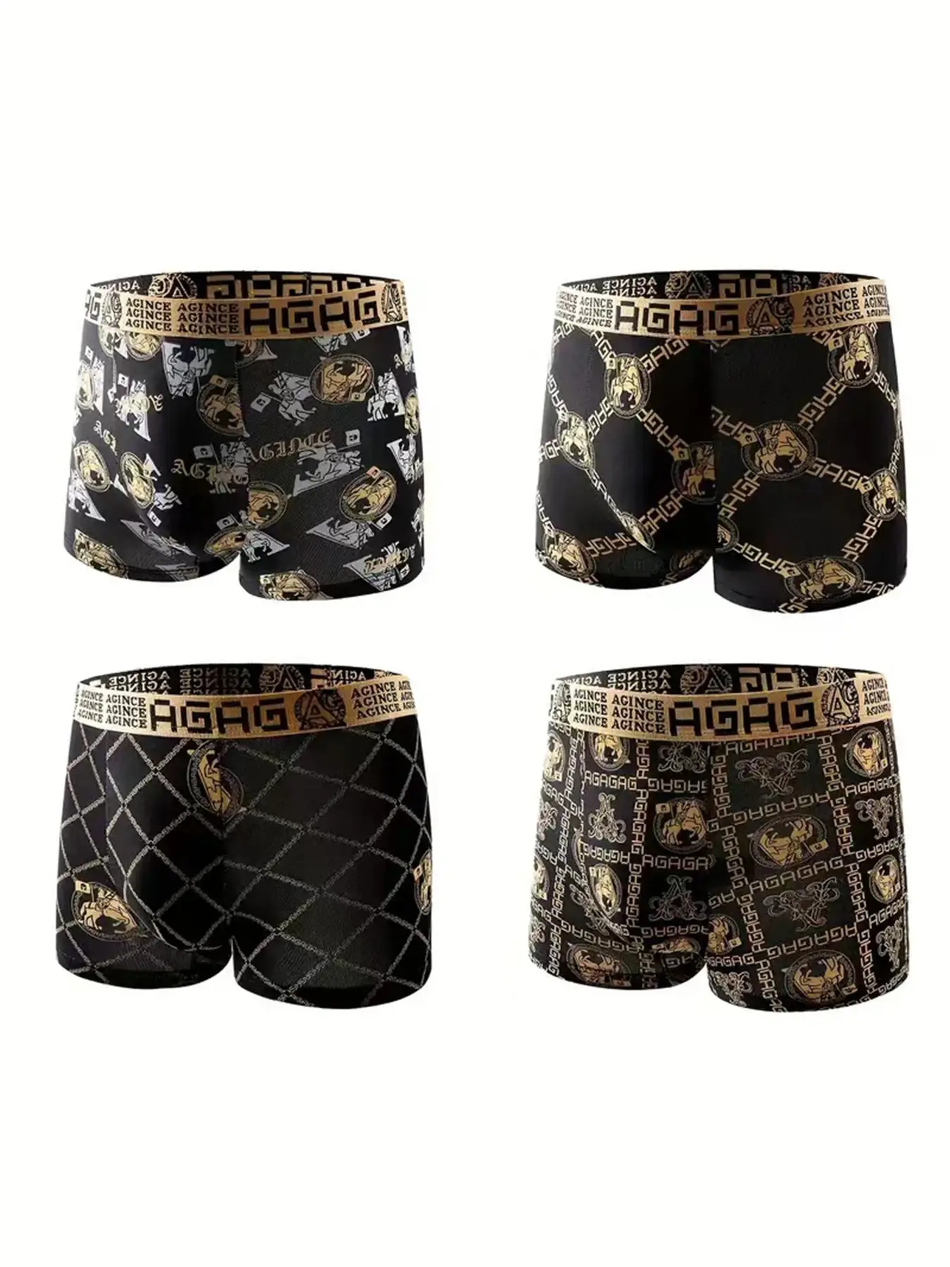8 pcs of men's luxury chain knight printed elastic flat angle underwear - comfortable, breathable and quick drying underwear set — image 6