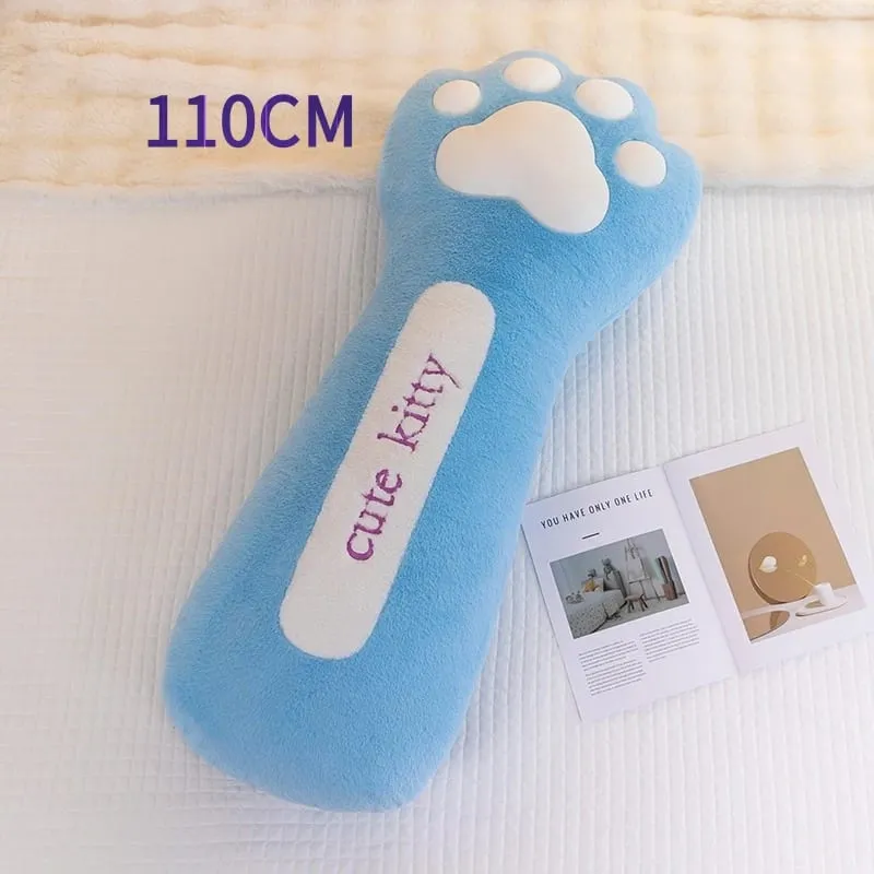 Cute Creative Cat Paw Chair Cushion Plush Toys Soft Stuffed Fluffly Office Lumbar Support Long Pillow Home Deco for Girls Gifts