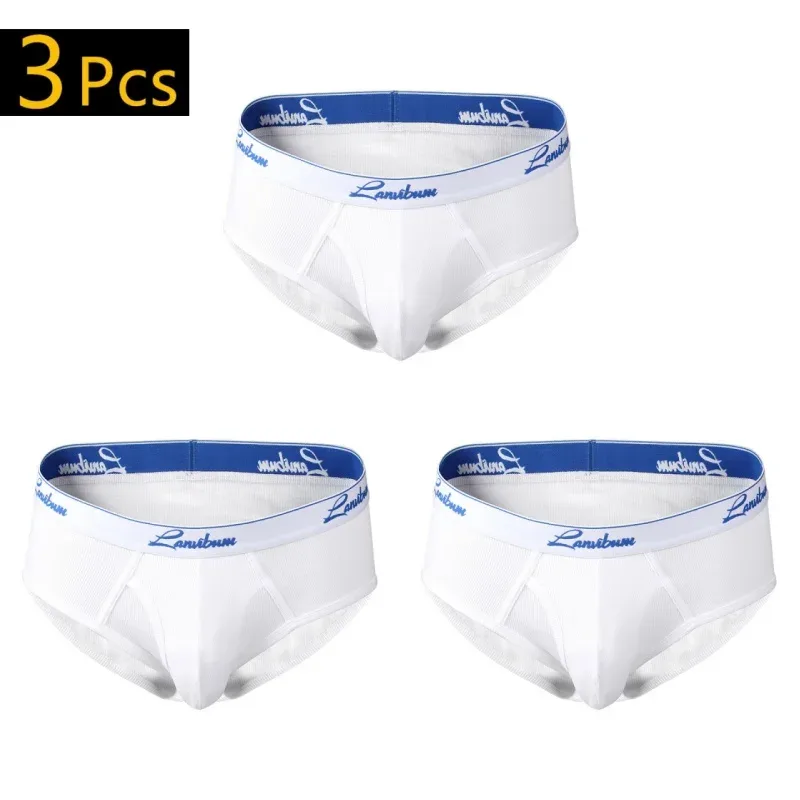 1/3 PCS New Men's Underwear Mid Waist Thread Cotton Breathable Solid Color Youth Underwear Men's Triangle Pants