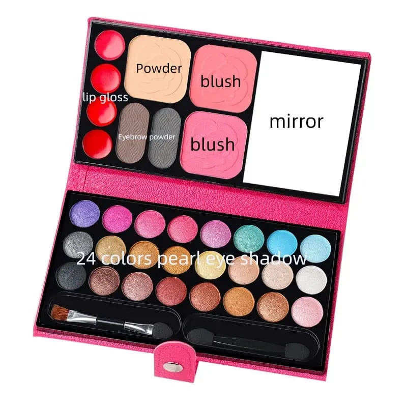 33 Colors Makeup Kit Eyeshadow Powder Blush Lipstick Pallets Long Lasting Girl Pan with Mirror Beginner Plate Cosmetics Makeup — image 3