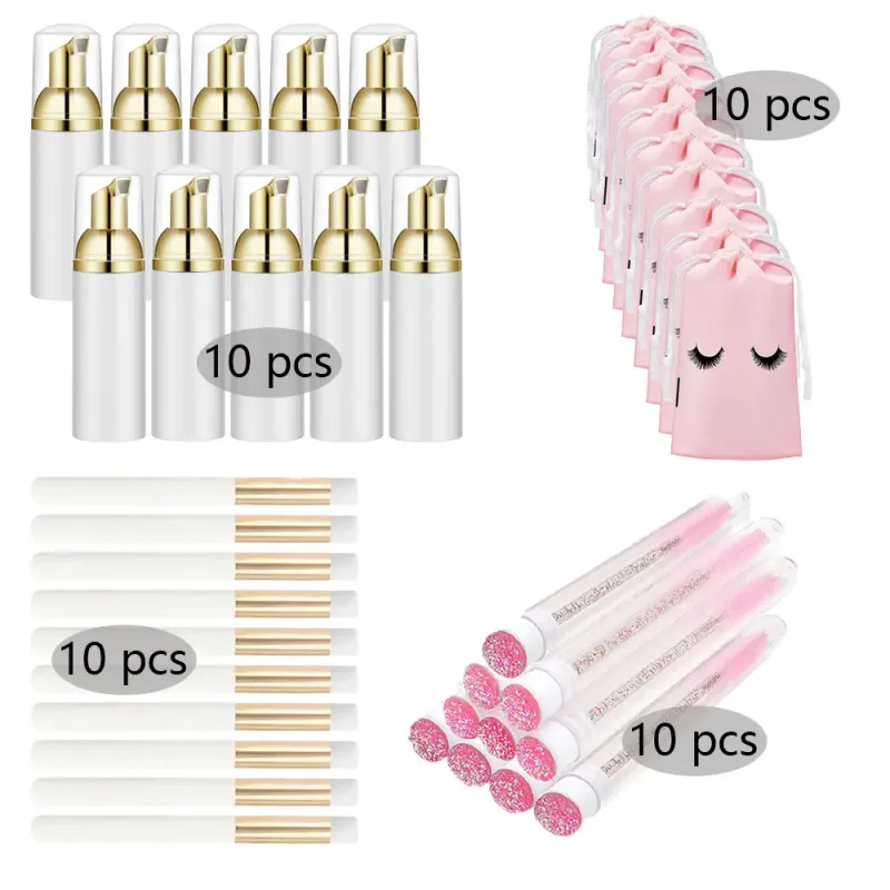 20/40 ks 60ml plastové plnitelné nepropustné lahvičky s prázdnou pumpičkou na řasy Sada cestovního dávkovače mýdla na mýdlo na make-up — image 20