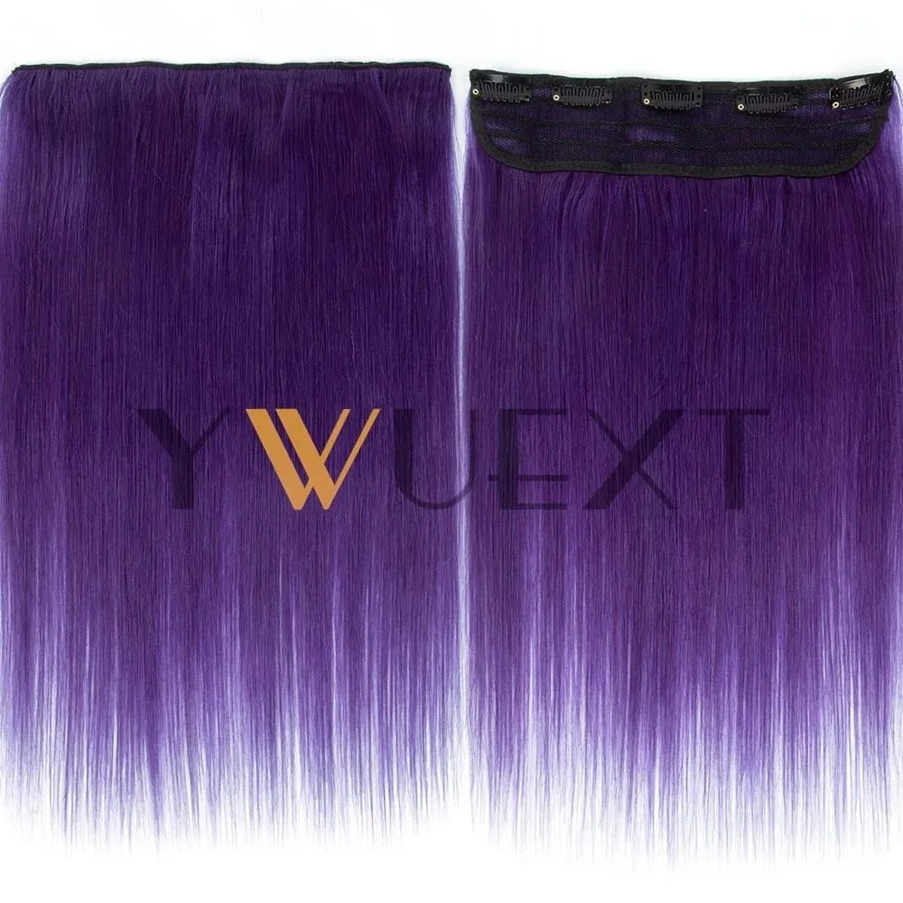 Light Weight Clip in Human Hair One Piece Fancy Colors 9 inches Width with 5 Clips Natural Straight Clip in Hairpiece 12''-20''