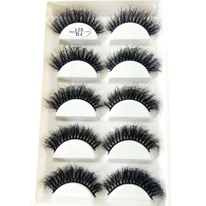 5Pairs Handmade Mink Lashes Short False Eyelashes Dense Natural Long Messy Eye Lashes Reusable Stage Makeup Eyelashes — image 36