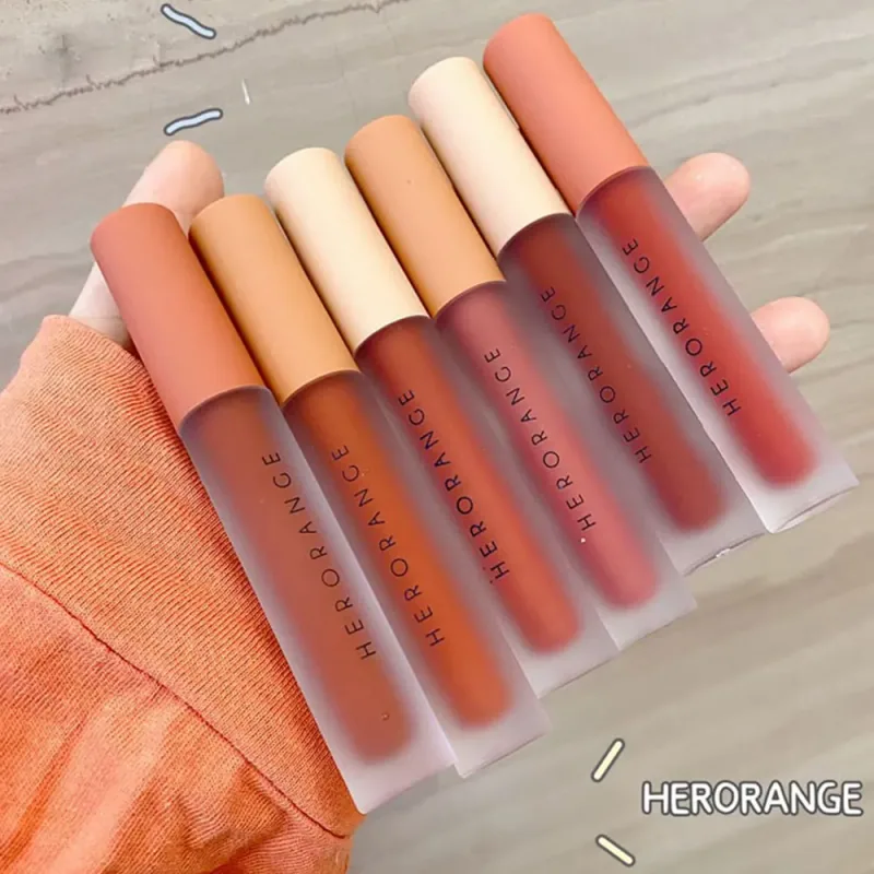 Herorange Velvet Matte Lip Mud Low Saturation Waterproof Long Lasting Non-Sticky Cup Lip Makeup — image 6
