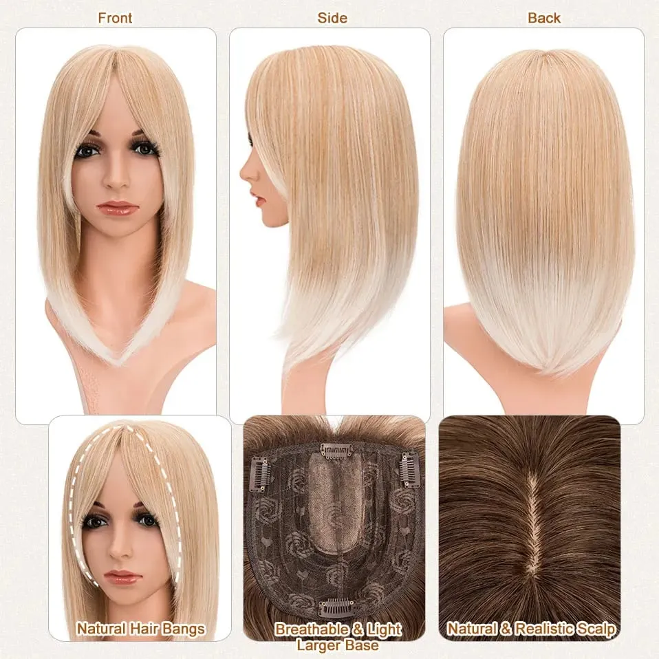 Snoilite Synthetic 18”Topper With Hair Bangs Synthetic Hair Clip In Hair Extensions For Fashion Women Natural Hair Accessories
