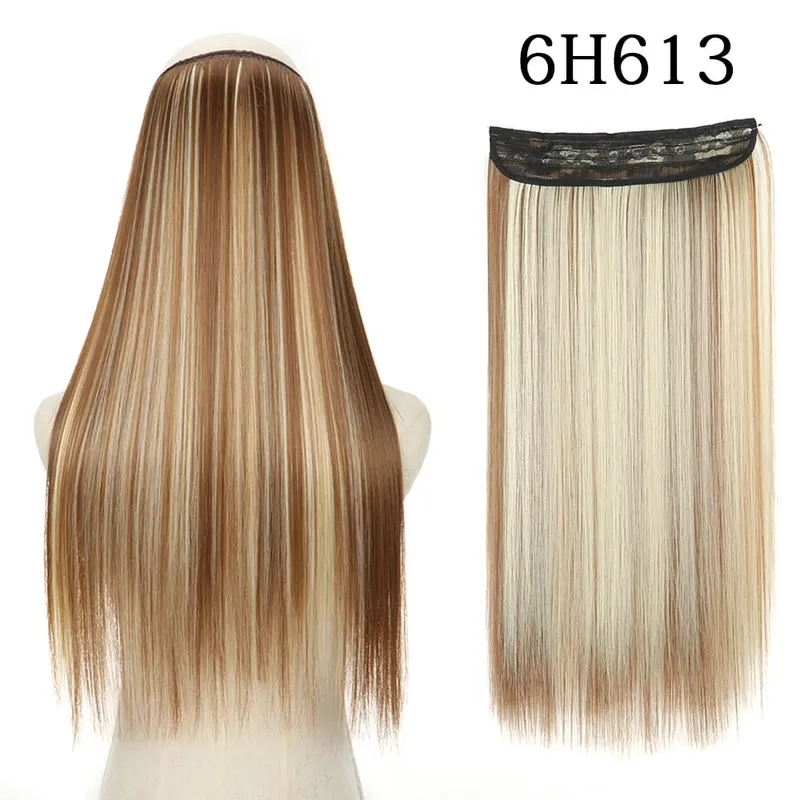 Synthetic Long Straight No Clip Invisible Line Hair Extensions 40 55 80cm Natural Brown Blonde Fake Hairpiece For Women