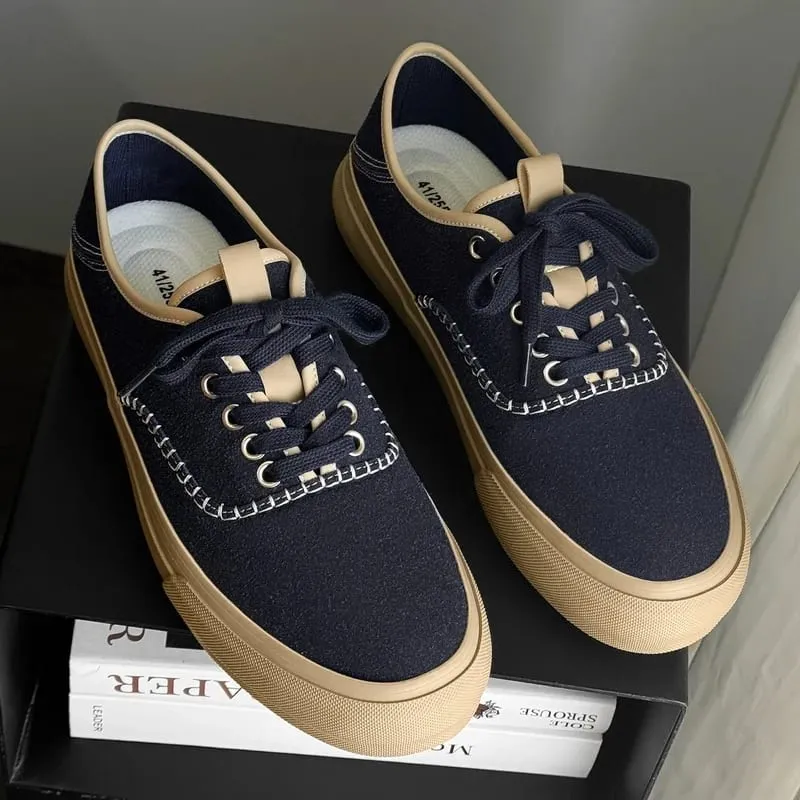 Men Board Shoes Spring Summer Casual Sneakers Moc Toe Stitching Detail Retro Flat Sole Canvas Texture Commute Footwear — image 7