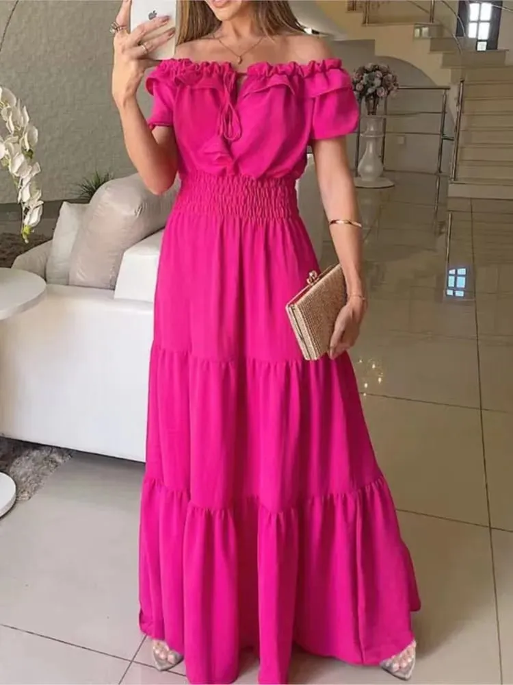Summer New Arrival Color Solid Boho Dress Women Fashion Elegant Beach Party Club Dress Casual Maxi Dresses For Woman Clothing — image 4