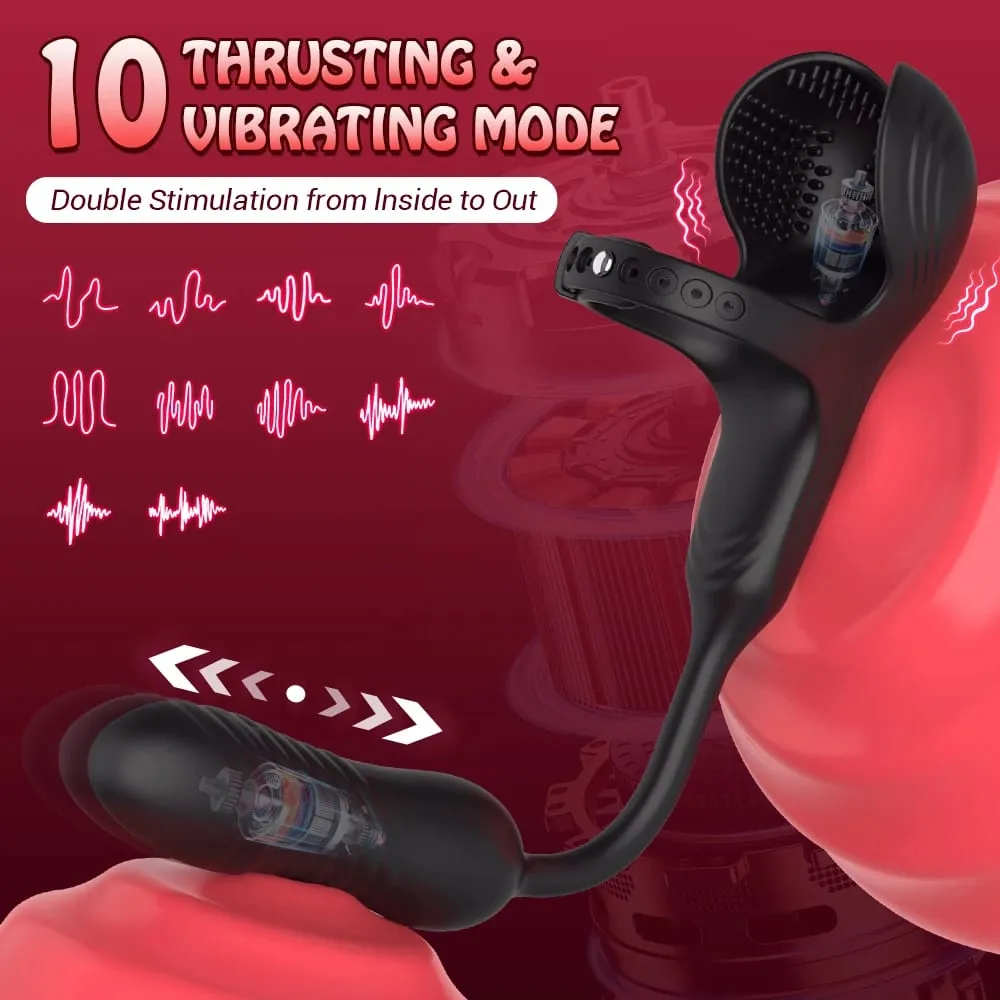 Mainan Seks Stimulator Noda Testis Cincin Ayam Remote Control Pemijat Prostat Pria Penggetar Steker Anal Pendorong untuk Pria Pasangan — image 3