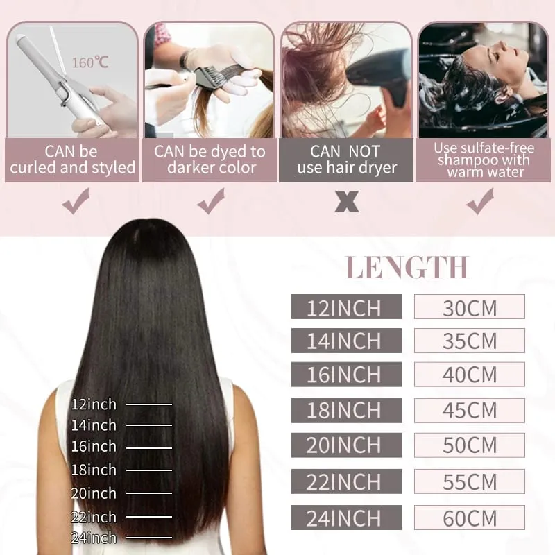 Ugeat Flat Tip Hair Extensions Human Hair Pre-Bonded Hair Extensions 14-24" Keratin Flat Human Hair Balayage Color Hair 1g/1s