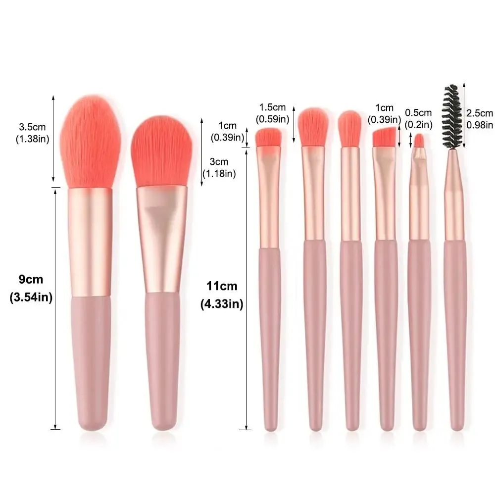 Set of 8 Soft Bristle Make Up Brushes Premium Synthetic With Bag Eyeshadow Brush Eye Facial Beauty Foundation Brush — image 4
