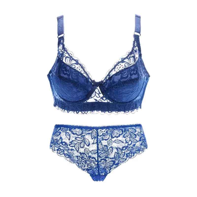 Sexy Lace Bras Set Lace Panty Thin Brief Plus Size 34-46BCD Women's Bralette Bh Push Up Brassiere Girl Top BH Lingerie Intimates — image 2