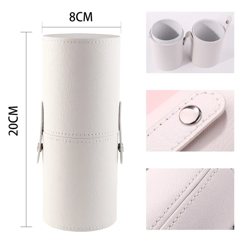 Makeup Brush Cylinder Brushes Storage Holder Organizer Travel Case for Cosmetic Tools PU Leather Big 1pcs — image 6