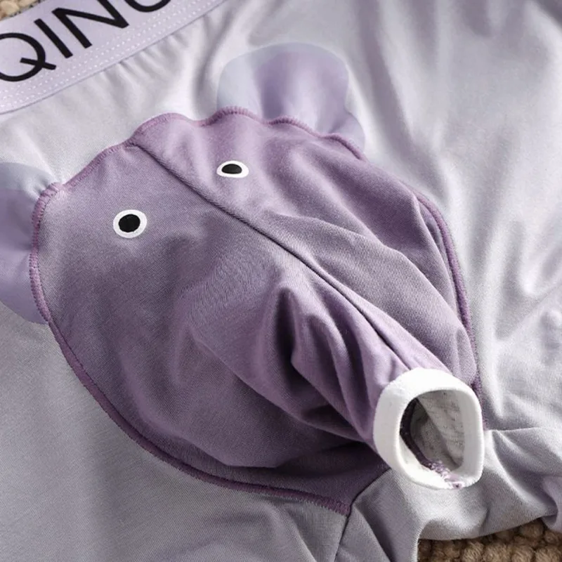 ผู้ชายน่ารักช้างพิมพ์กางเกงบ็อกเซอร์ยืดหยุ่นจดหมายเอว 3D กระเป๋านุ่ม Breathable Daily Sleep Home Casual Comfy ชุดชั้นในสวมใส่ — image 20