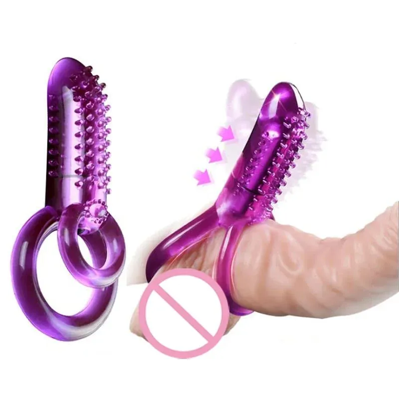 Double Vibrating Cock Ring Vibrator Male Time Delay Dual Ring Penis Sex Toys For Men Prolonging Climax Erotic Adult Sex Products — image 2