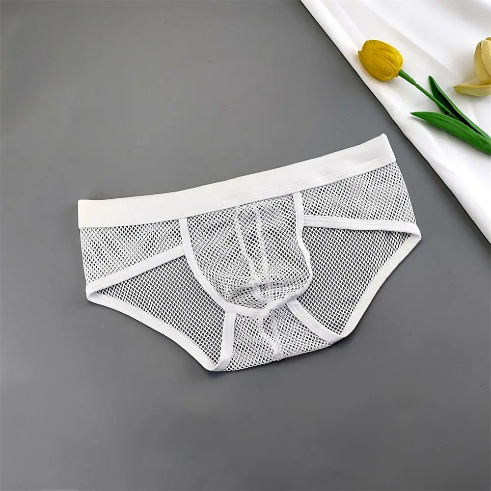 Seluar Dalam U kantung Lelaki Hollow Out Mesh Pinggang Rendah Seluar Bikini Lutsinar Seluar Dalam Bersaiz Besar — image 2