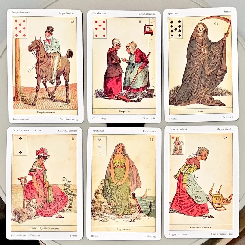Sibilla Indovina Oracle Cards 10,5 * 6 cm Mazzo di divinazione vintage da 52 carte - Stile vittoriano multilingue