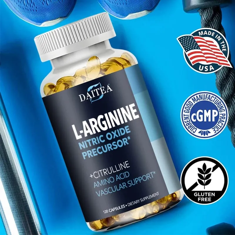 Daitea L-Arginine Supplement - For energy strength and endurance support during exercise | Muscle Mass Non-GMO — image 5