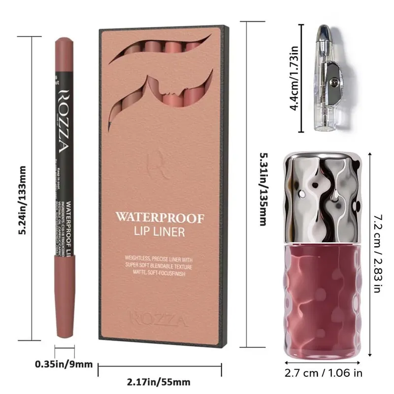 8pcs/set Daily Lip Beauty Set – 6 Blendable Lip Liners 1 Moisturizing Lip Gloss&1 Pencil Sharpener – Soft Long-Lasting Lip Kit — image 5