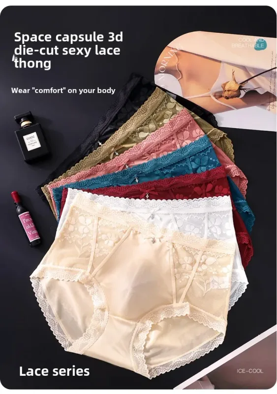 2 Pack Mens Mid Rise Satin Lace Briefs 3D Pouch Rhinestone Bow High Elastic Scalloped Trim Smooth — image 17